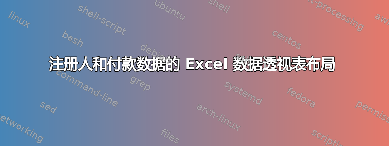 注册人和付款数据的 Excel 数据透视表布局