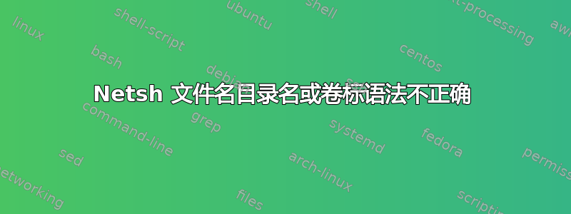 Netsh 文件名目录名或卷标语法不正确