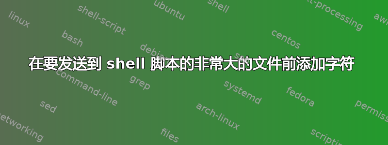 在要发送到 shell 脚本的非常大的文件前添加字符