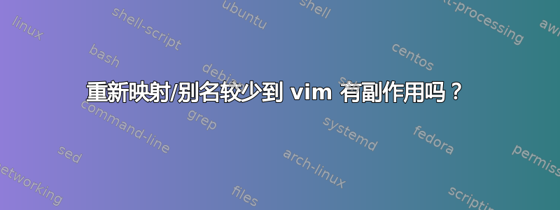 重新映射/别名较少到 vim 有副作用吗？