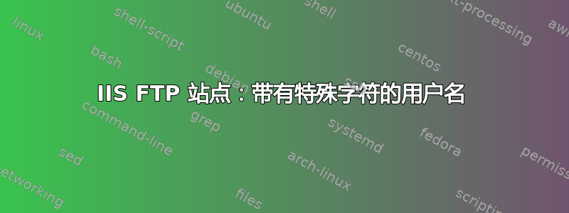 IIS FTP 站点：带有特殊字符的用户名