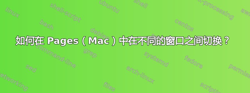 如何在 Pages（Mac）中在不同的窗口之间切换？