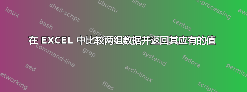 在 EXCEL 中比较两组数据并返回其应有的值