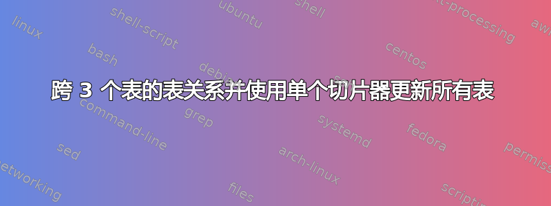 跨 3 个表的表关系并使用单个切片器更新所有表