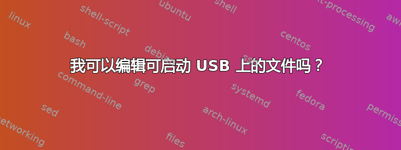 我可以编辑可启动 USB 上的文件吗？