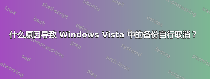 什么原因导致 Windows Vista 中的备份自行取消？