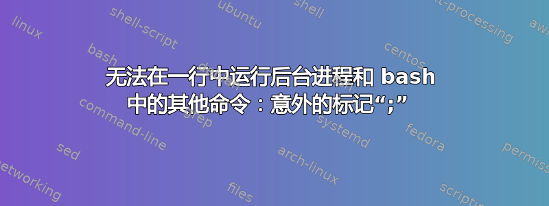 无法在一行中运行后台进程和 bash 中的其他命令：意外的标记“;” 