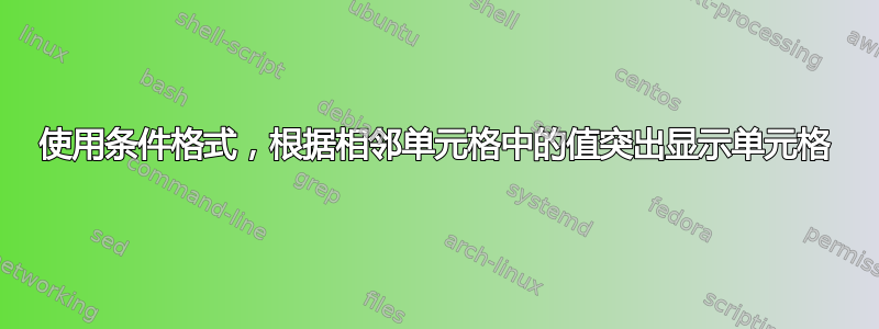 使用条件格式，根据相邻单元格中的值突出显示单元格