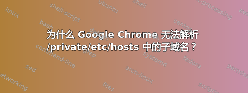 为什么 Google Chrome 无法解析 /private/etc/hosts 中的子域名？