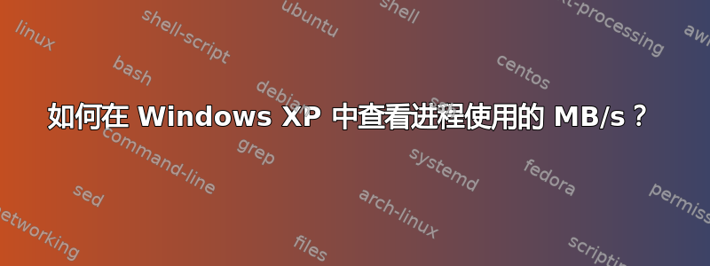 如何在 Windows XP 中查看进程使用的 MB/s？