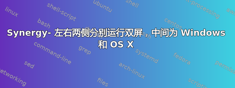 Synergy- 左右两侧分别运行双屏，中间为 Windows 和 OS X