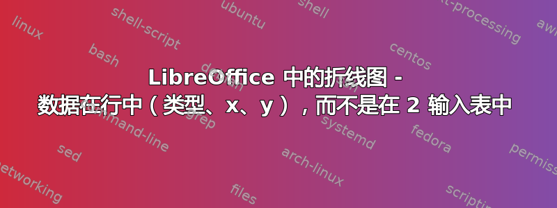 LibreOffice 中的折线图 - 数据在行中（类型、x、y），而不是在 2 输入表中