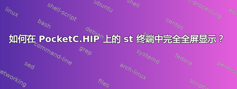 如何在 PocketC.HIP 上的 st 终端中完全全屏显示？