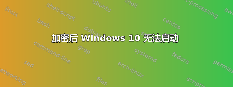 加密后 Windows 10 无法启动