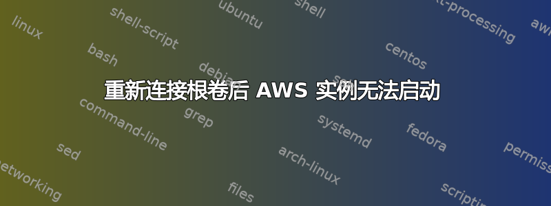 重新连接根卷后 AWS 实例无法启动