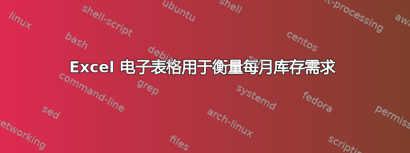 Excel 电子表格用于衡量每月库存需求