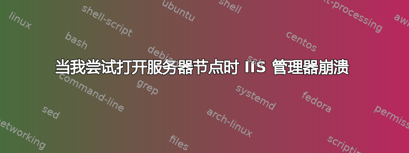 当我尝试打开服务器节点时 IIS 管理器崩溃