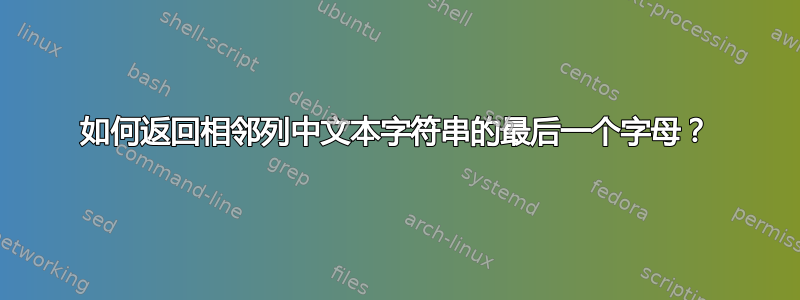 如何返回相邻列中文本字符串的最后一个字母？