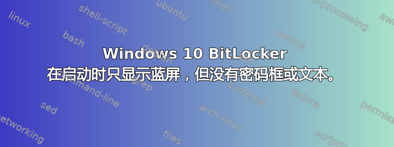 Windows 10 BitLocker 在启动时只显示蓝屏，但没有密码框或文本。