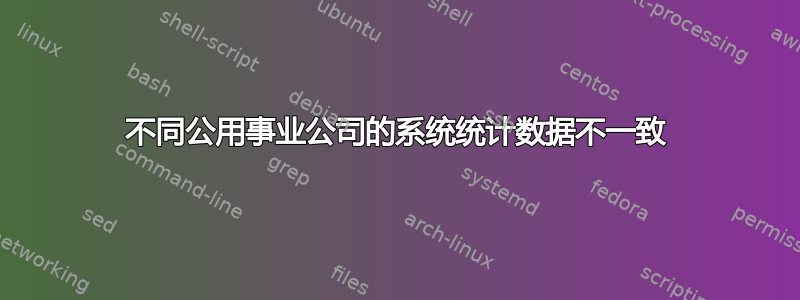 不同公用事业公司的系统统计数据不一致