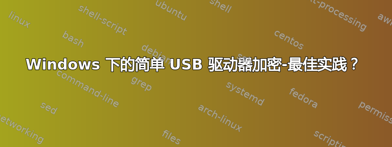 Windows 下的简单 USB 驱动器加密-最佳实践？