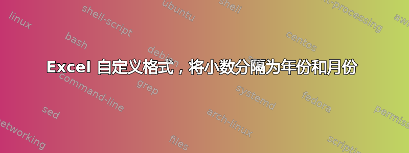 Excel 自定义格式，将小数分隔为年份和月份