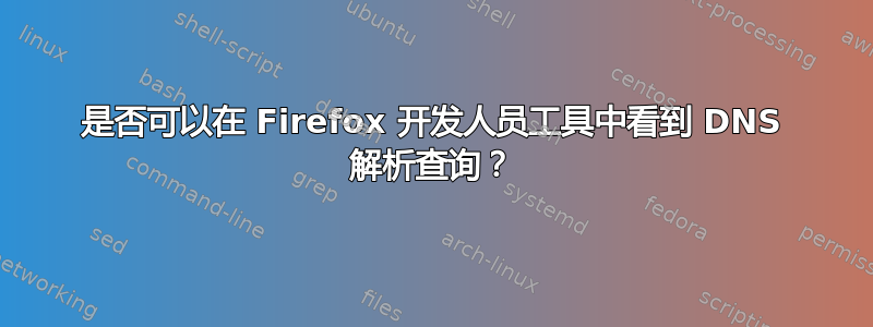 是否可以在 Firefox 开发人员工具中看到 DNS 解析查询？