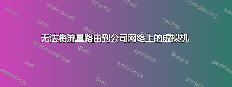 无法将流量路由到公司网络上的虚拟机