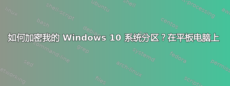 如何加密我的 Windows 10 系统分区？在平板电脑上