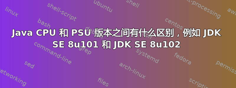 Java CPU 和 PSU 版本之间有什么区别，例如 JDK SE 8u101 和 JDK SE 8u102