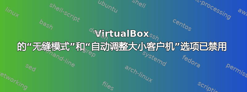 VirtualBox 的“无缝模式”和“自动调整大小客户机”选项已禁用