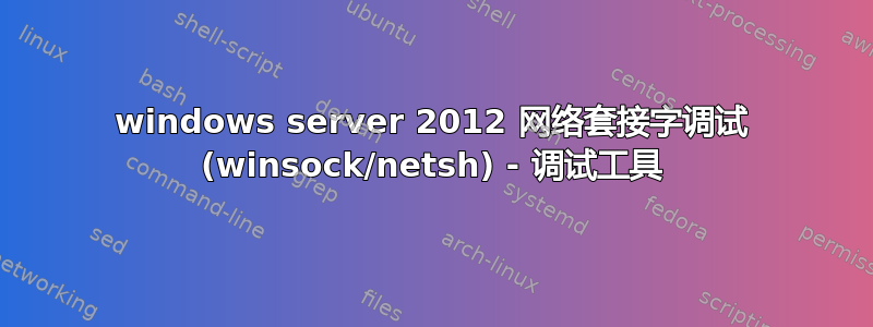 windows server 2012 网络套接字调试 (winsock/netsh) - 调试工具