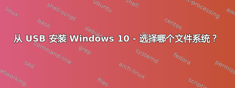 从 USB 安装 Windows 10 - 选择哪个文件系统？