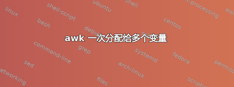 awk 一次分配给多个变量