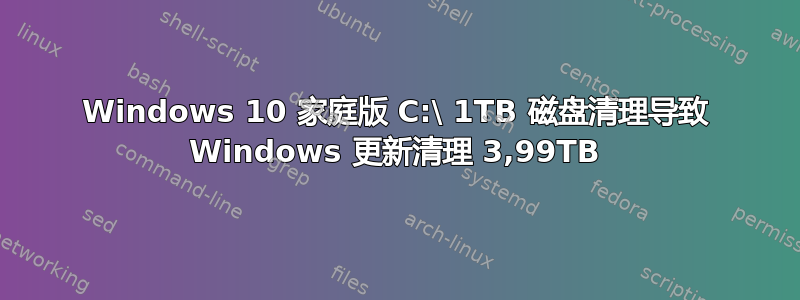 Windows 10 家庭版 C:\ 1TB 磁盘清理导致 Windows 更新清理 3,99TB