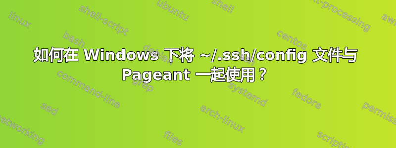 如何在 Windows 下将 ~/.ssh/config 文件与 Pageant 一起使用？