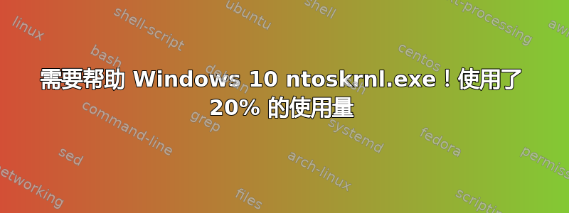 需要帮助 Windows 10 ntoskrnl.exe！使用了 20% 的使用量