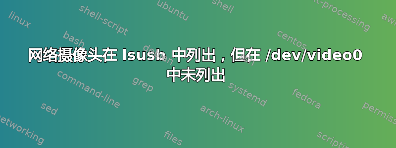 网络摄像头在 lsusb 中列出，但在 /dev/video0 中未列出