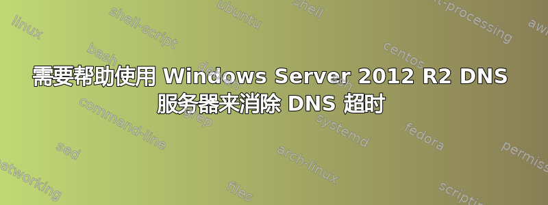 需要帮助使用 Windows Server 2012 R2 DNS 服务器来消除 DNS 超时