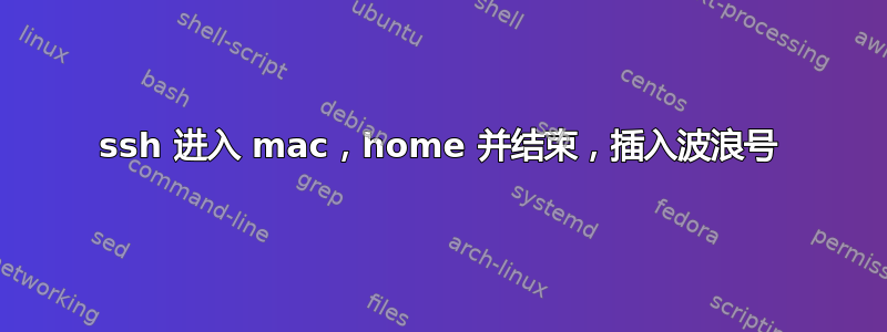 ssh 进入 mac，home 并结束，插入波浪号