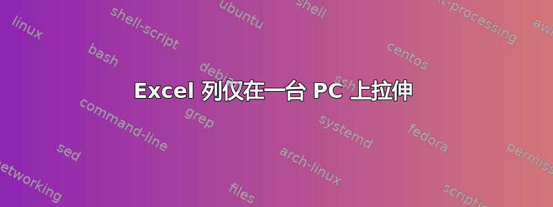 Excel 列仅在一台 PC 上拉伸