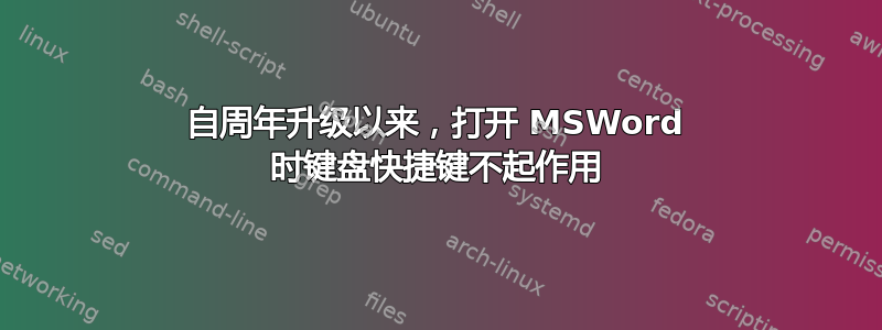 自周年升级以来，打开 MSWord 时键盘快捷键不起作用