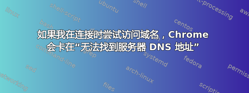 如果我在连接时尝试访问域名，Chrome 会卡在“无法找到服务器 DNS 地址”