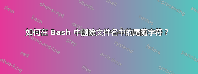 如何在 Bash 中删除文件名中的尾随字符？