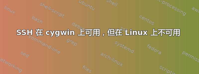 SSH 在 cygwin 上可用，但在 Linux 上不可用