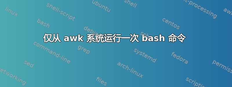 仅从 awk 系统运行一次 bash 命令