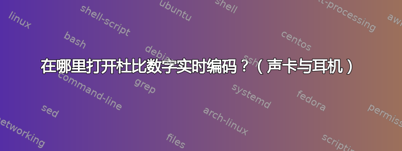 在哪里打开杜比数字实时编码？（声卡与耳机）