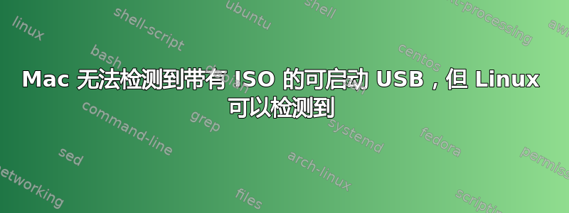 Mac 无法检测到带有 ISO 的可启动 USB，但 Linux 可以检测到