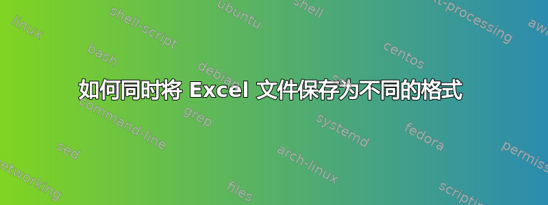 如何同时将 Excel 文件保存为不同的格式