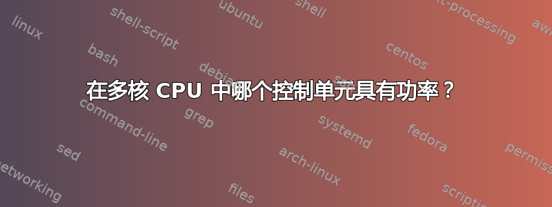 在多核 CPU 中哪个控制单元具有功率？